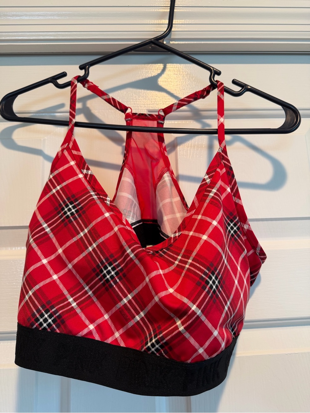 Red Plaid Bralette with Black Band - Women's Intimates